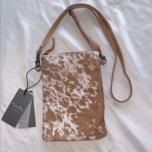 Myra Bag Tan & White Cowhide Leather Crossbody New with Tags